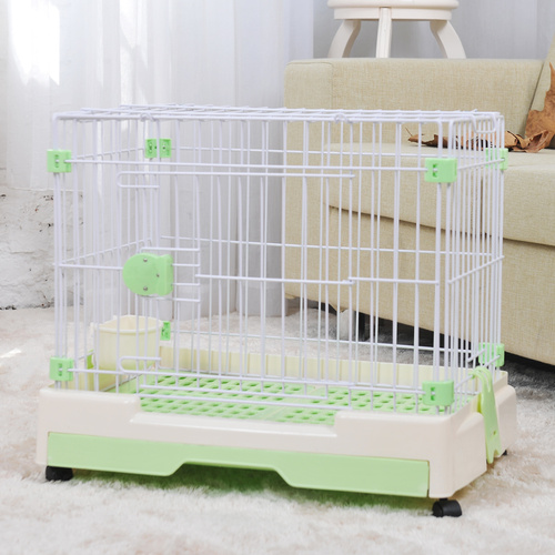 YES4PETS Small Green Pet Rabbit Cage Guinea Pig Crate Kennel With Potty Tray And Wheel 63x43x58cm