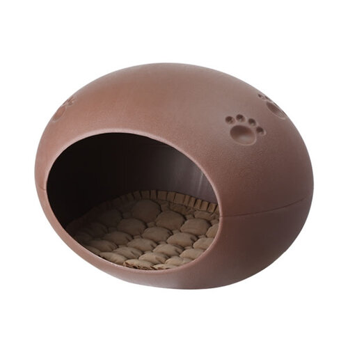 Small Cave Cat Kitten Box Igloo Cat Bed House Dog Puppy House-Brown