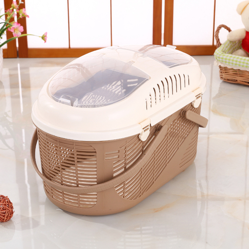 Small Dog Cat Crate Pet Rabbit Guinea Pig Ferret Carrier Cage With Mat-Brown