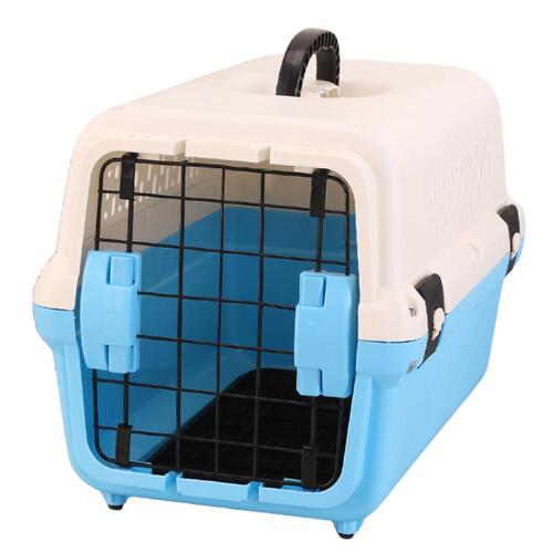 YES4PETS Medium Portable Plastic Dog Cat Pet Pets Carrier Travel Cage With Tray-Blue