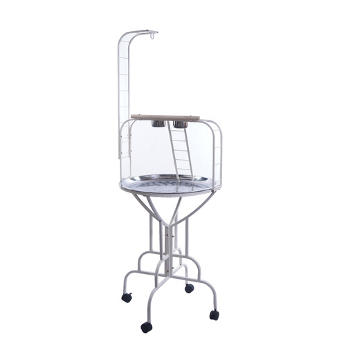 YES4PETS White Bird Cage Parrot Playpen Gym Toy Stand With Ladder On Wheels