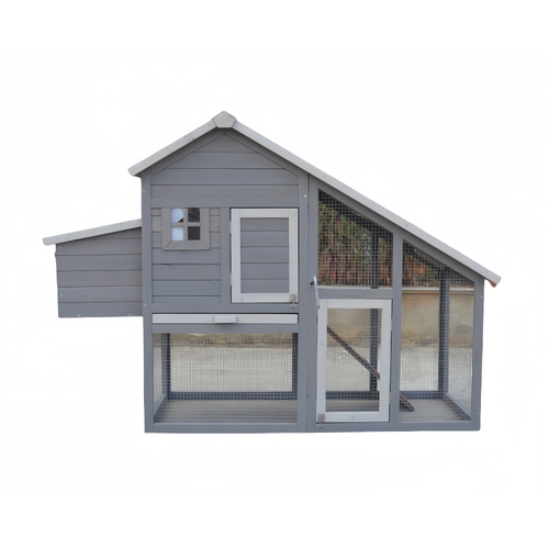 YES4PETS Grey Large Chicken Coop Rabbit Hutch Ferret Guinea Pig Cage Hen Chook Cat Kitten House