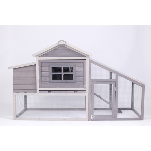 YES4PETS Grey Large Chicken Coop Rabbit Hutch Ferret Cage Hen Chook House