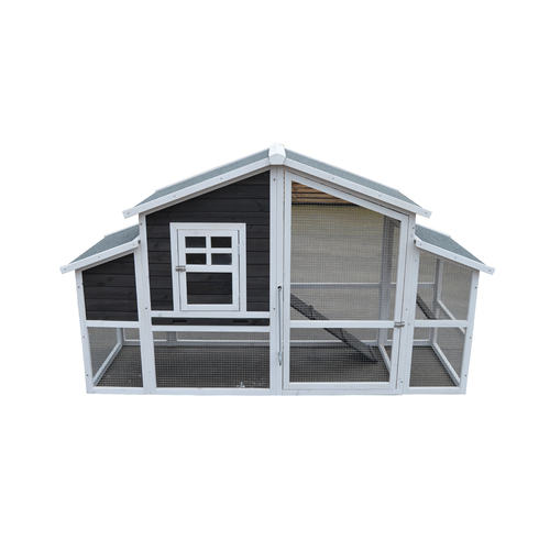 YES4PETS Grey Large Chicken Coop Rabbit Hutch Ferret Cage Hen Chook House-New Model