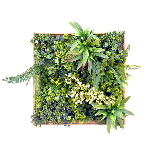 YES4HOMES 3D Green Artificial Plants Wall Panel Flower Wall With Frame Vertical Garden UV Resistant 50X50CM