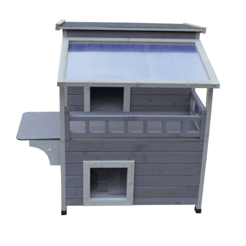 YES4PETS 2 Story Outdoor Cat Shelter Condo with Escape Door Rainproof Kitty House