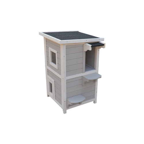 YES4PETS 2 Story Cat Shelter Condo with Escape Door Rainproof Kitty House