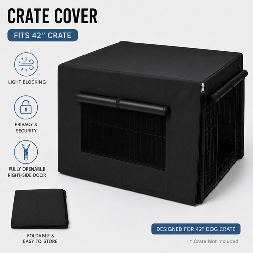 YES4PETS 42' Dog Cat Rabbit Collapsible Crate Pet Cage Canvas Cover-Black
