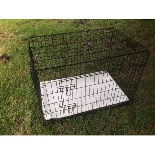 36' Metal Collapsible Dog Cat Crate Cage Cat Carrier With Pet Mat