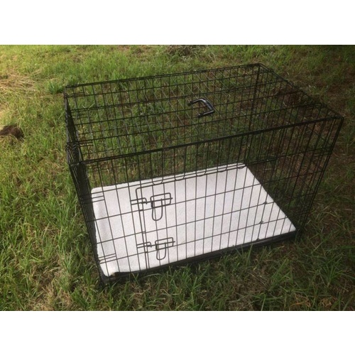 42' Collapsible Metal Dog Crate Cat Rabbit Cage With Mat