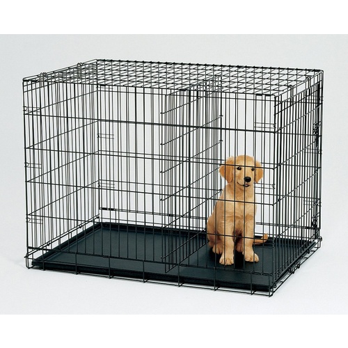 48' Collapsible Metal Dog Puppy Crate Cat Cage With Divider