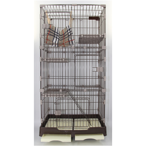 YES4PETS 195 cm XL Brown Pet 4 Level Cat Kitten Cage House With Litter Tray 99x63x195 cm