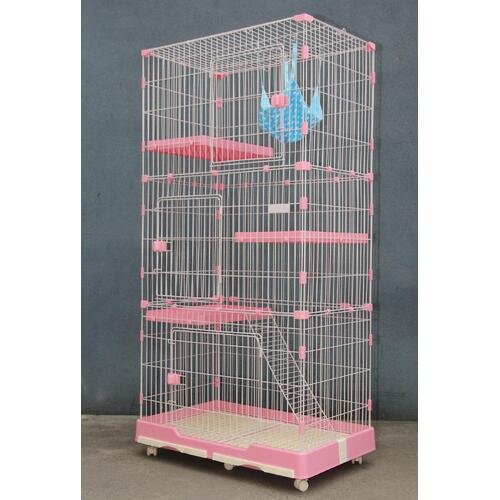 YES4PETS 195 cm XL Pink Pet 4 Level Cat Kitten Cage House With Litter Tray 99x63x195 cm