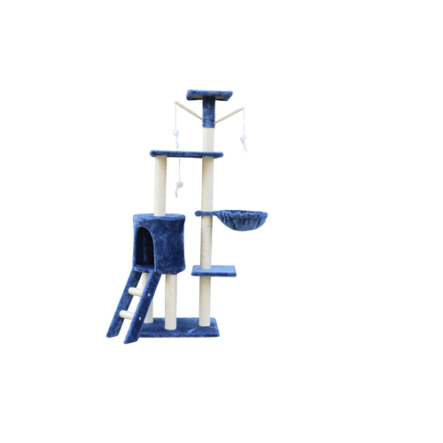 YES4PETS 138cm Cat Scratching Post Tree Post House Tower with Ladder-Blue