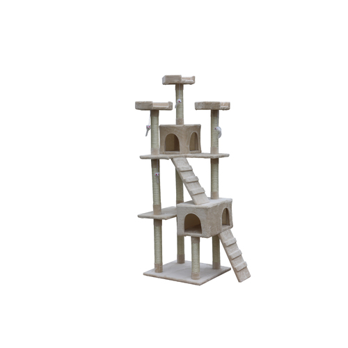 YES4PETS 180 cm Cat Kitten Scratching Post Tree W ladder-Beige