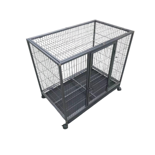 Medium Pet Dog Cat Cage Metal Rabbit Crate Carrier Kennel Wheel & Tray