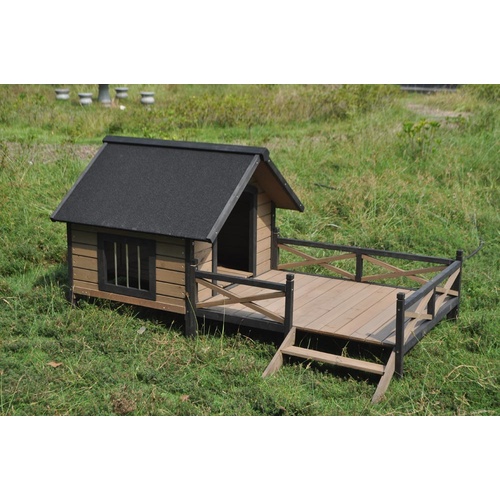 YES4PETS Medium Pet Dog Timber Kennel House  Wooden Cabin With Patio