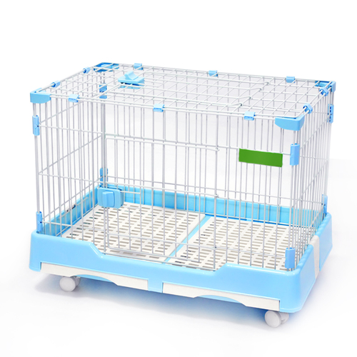YES4PETS Medium Blue Pet Dog Cat Rabbit Cage Crate Kennel With Potty Pad And Wheel