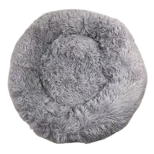 YES4PETS Small Round Calming Plush Cat Dog Bed Comfy Puppy Fluffy Bedding Little Grey