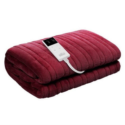 Giselle Electric Throw Rug Heated Blanket Fleece Red