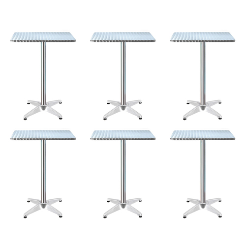 Gardeon 6pcs Outdoor Bar Table Furniture Adjustable Aluminium Square Cafe Table