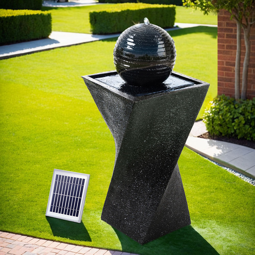 Gardeon Solar Water Feature with LED Lights Black 85cm