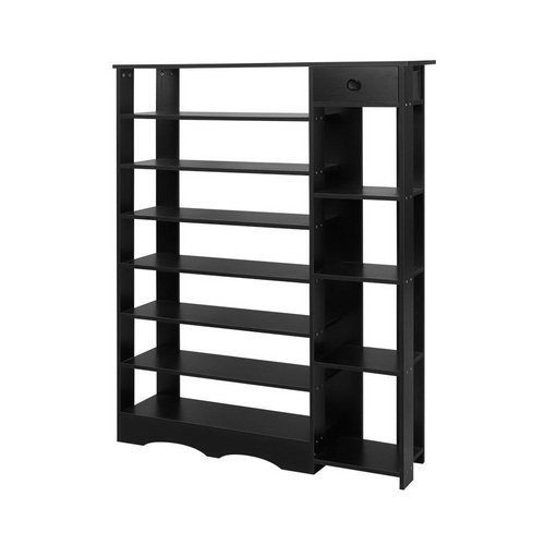 Artiss Shoe Cabinet Shoes Organiser Storage Rack Shelf Wooden 32 Pairs Black