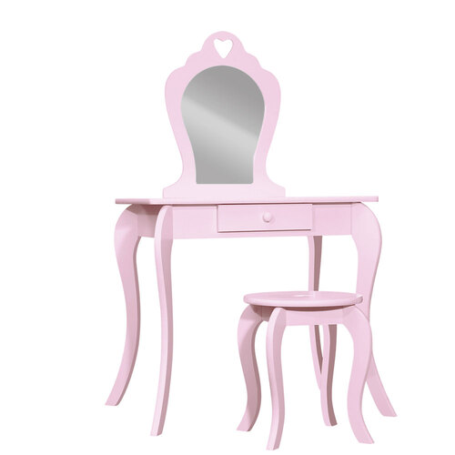 Keezi Kids Dressing Table Stool Set Vanity Mirror Princess Children Makeup Pink