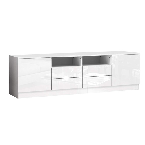 Artiss 180cm TV Cabinet Stand Entertainment Unit High Gloss Furniture 4 Storage Drawers White