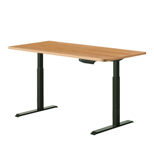 Artiss Standing Desk Adjustable Height Desk Dual Motor Electric Black Frame Oak Desk Top 120cm