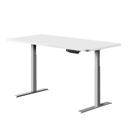 Artiss Standing Desk Adjustable Height Desk Dual Motor Electric Grey Frame White Desk Top 120cm