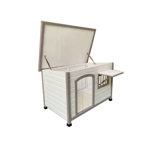 YES4PETS L White Pet Dog Wooden Kennel House Window Puppy Cabin Timber