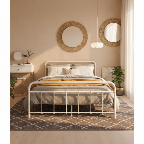 Artiss Bed Frame Metal Bed Frame LEO - Double (White)