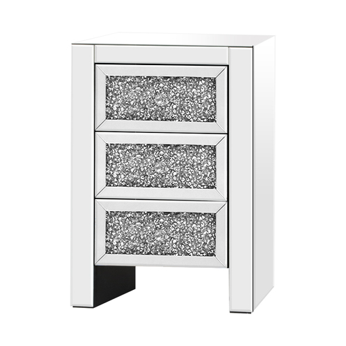 Artiss Bedside Table Nightstand Side End Tables Storage 3 Drawers Mirrored Glass Furniture