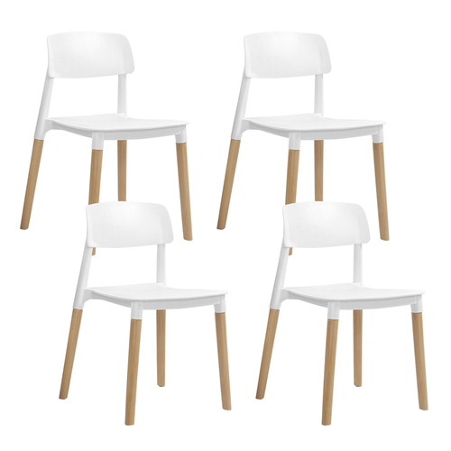 Artiss 4x Belloch Replica Dining Chairs Kichen Cafe Stackle Beech Wood Legs White