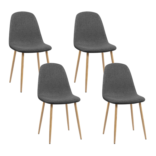 Artiss 4x Adamas Fabric Dining Chairs - Dark Grey