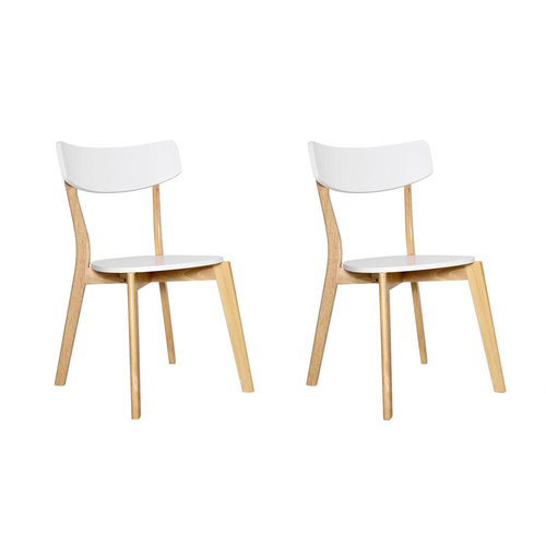 2x Artiss Dining Chairs Kitchen Chair Rubber Wood Cafe Retro White Wooden Seat