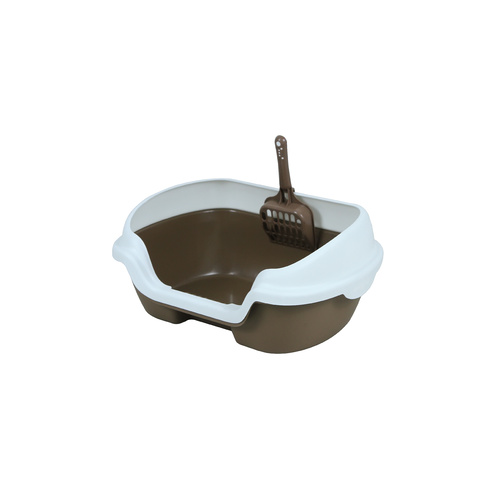 YES4PETS Small Portable Cat Kitten Rabbit Toilet Litter Box Tray with Scoop Brown