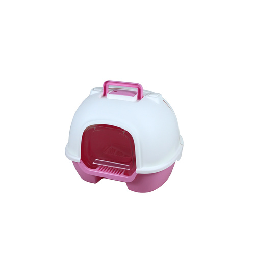 Portable Hooded Cat Toilet Litter Box Tray House with Handle, Scoop and Charcoal Filter