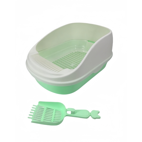 YES4PETS Large Portable Cat Toilet Litter Box Tray with Scoop and Grid Tray Green