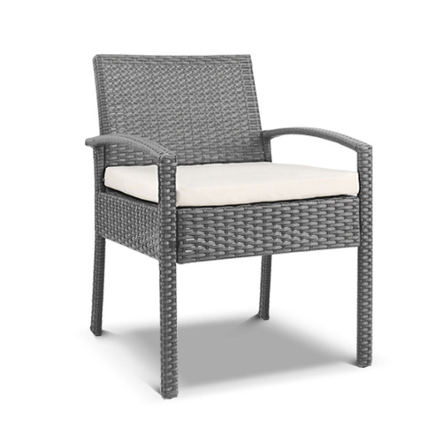 Gardeon Outdoor Furniture Bistro Wicker Chair Grey