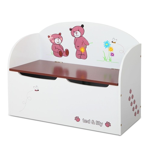 Keezi Kids Storage Box Bench White Brown