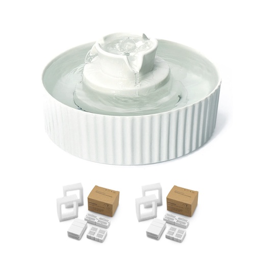 YES4PETS Porcelain Electric Pet Water Fountain Dog Cat Ceramic Water Feeder Bowl Dispenser 17X Filters