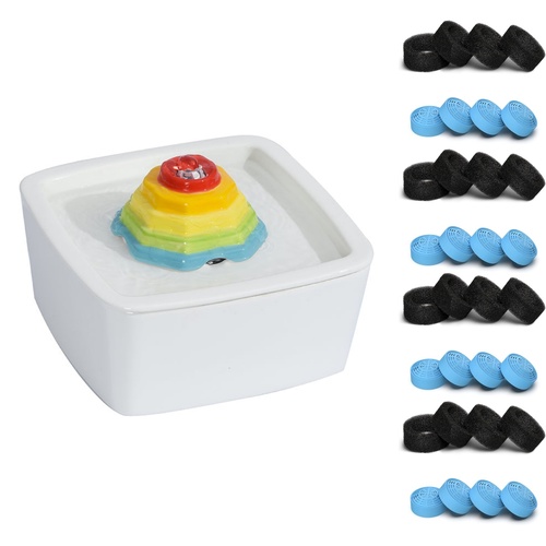 YES4PETS Ceramic Electric Pet Water Fountain Dog Cat Water Feeder Bowl Dispenser 17x Filters