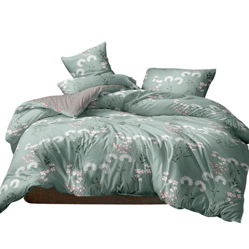 Giselle Bedding Quilt Cover Set King Bed Doona Duvet Reversible Sets Flower Pattern Green