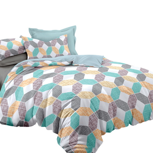 Giselle Bedding Quilt Cover Set Queen Bed Doona Duvet Reversible Sets Geometry Pattern