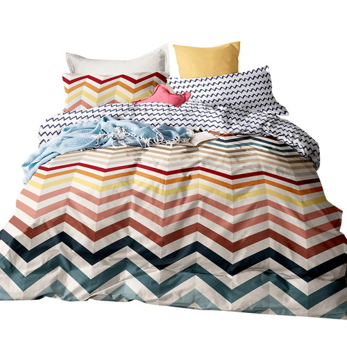 Giselle Bedding Quilt Cover Set Queen Bed Doona Duvet Reversible Sets Wave Pattern Colourful