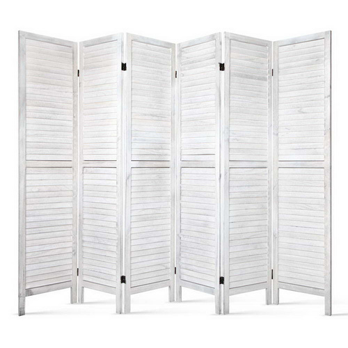Artiss 6 Panel Room Divider Privacy Screen Foldable Wood Stand White