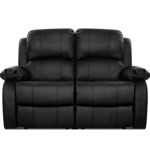 Artiss Recliner Chair 2-Seater Premium Leather Double Lounge Sofa Couch Black
