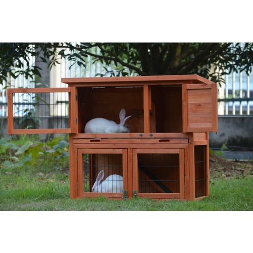 YES4PETS Double Storey Rabbit Hutch Guinea Pig Cage , Ferret cage W Pull Out Tray